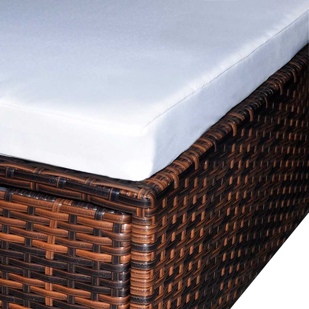 vidaXL Garden Sofa | Brown, Cream White | PE Rattan, Powder-Coated Steel