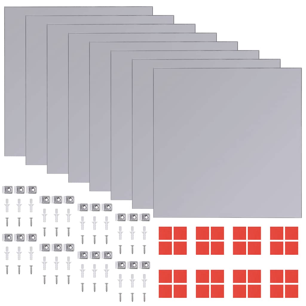 242729 vidaXL Frameless Mirror Tiles Glass 8 pcs 20,5 cm