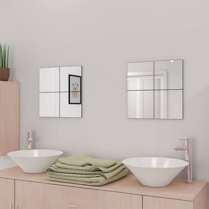 242729 vidaXL Frameless Mirror Tiles Glass 8 pcs 20,5 cm