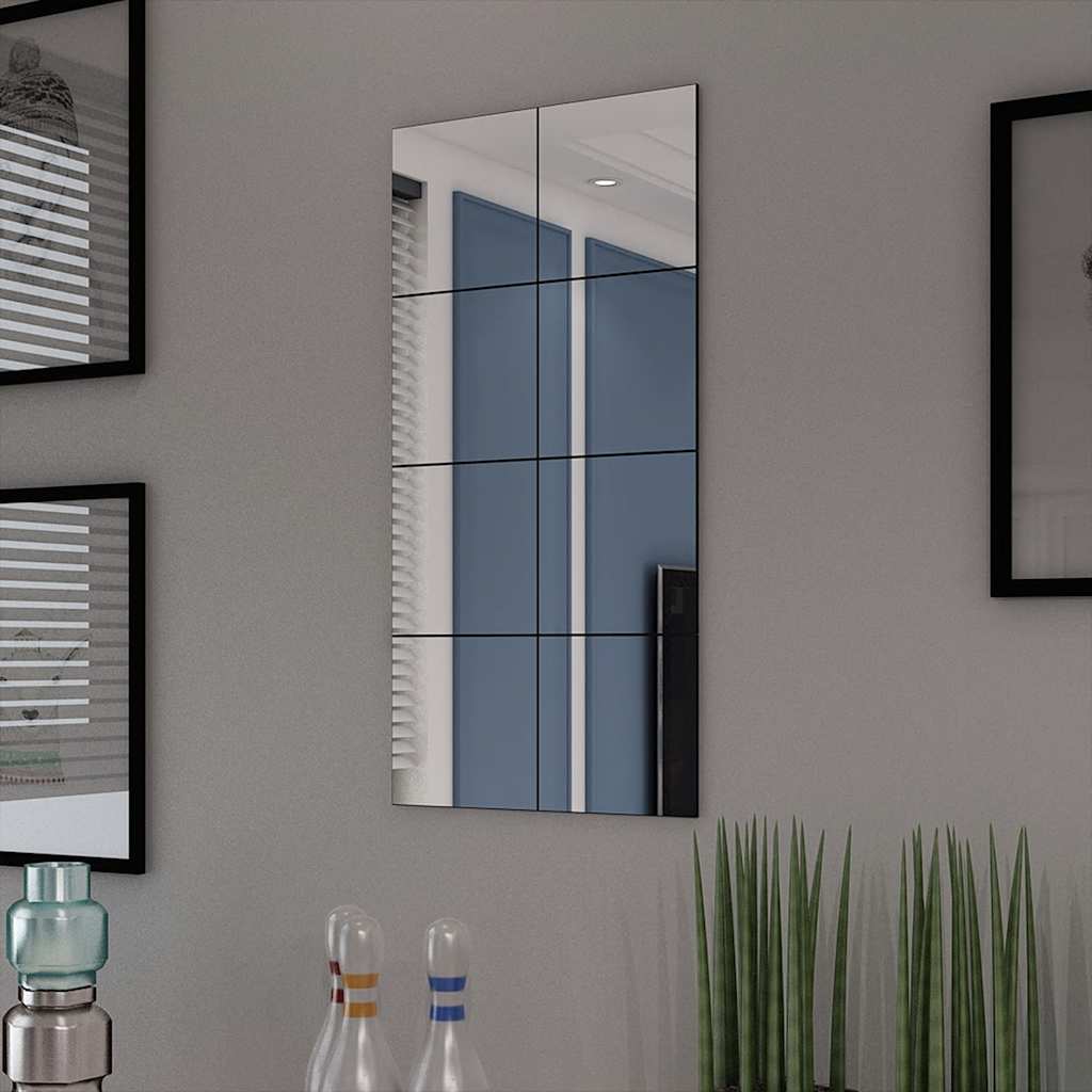 242729 vidaXL Frameless Mirror Tiles Glass 8 pcs 20,5 cm