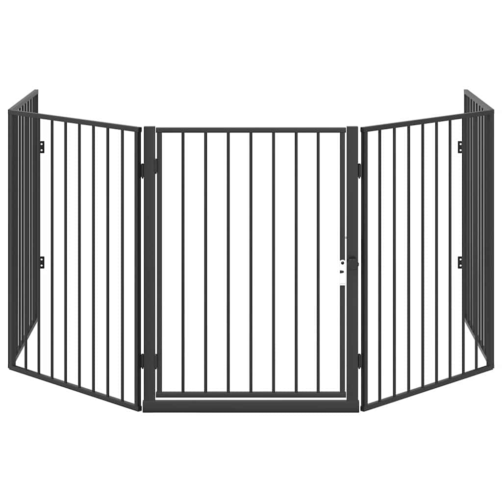 vidaXL Pet Fireplace Fence Steel Black