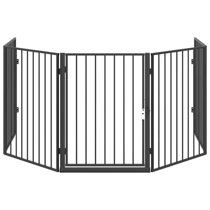 vidaXL Pet Fireplace Fence Steel Black
