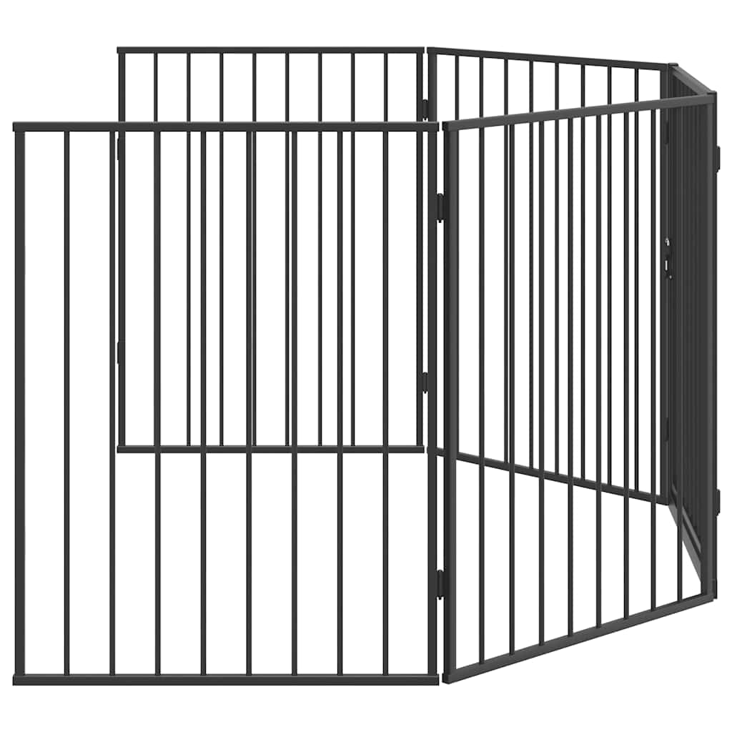 vidaXL Pet Fireplace Fence Steel Black