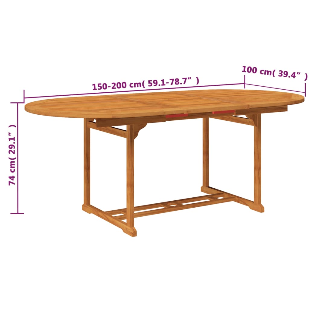 vidaXL 7 Piece Outdoor Dining Set Solid Acacia Wood 150-200 cm