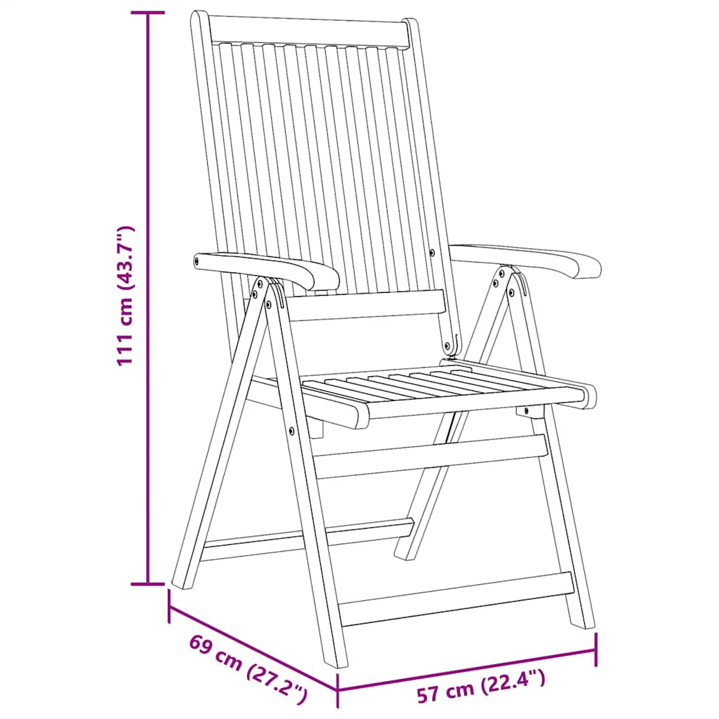 vidaXL Dining Chair | Set of 2 | Natural Brown | Solid Acacia wood | Standard