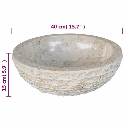 242673 vidaXL Basin Marble 40 cm Cream