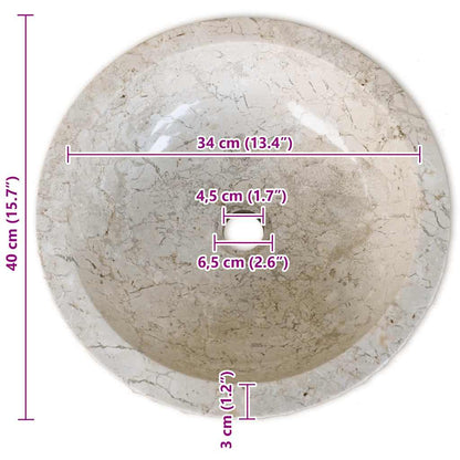 242673 vidaXL Basin Marble 40 cm Cream