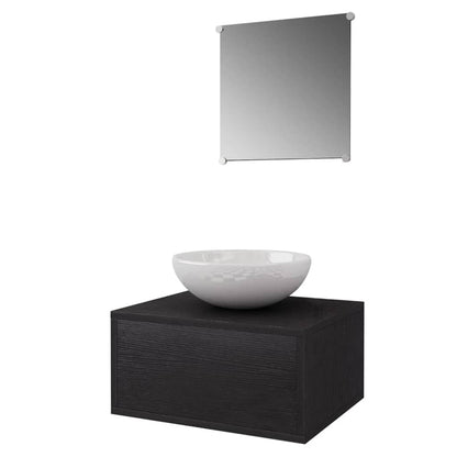 vidaXL Bathroom Cabinet | Black and White | Engineered wood, Ceramic | Compact