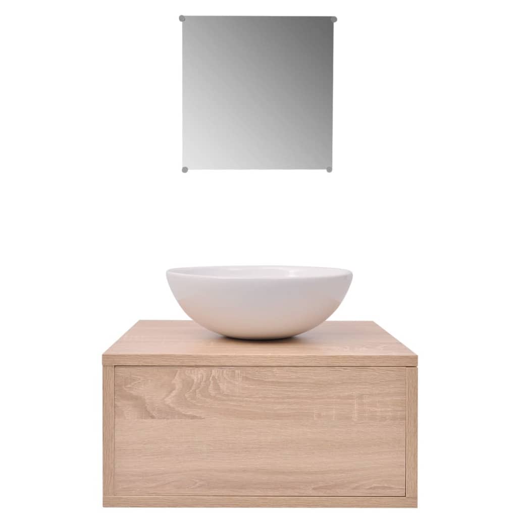 vidaXL Bathroom Cabinet | Beige | Engineered wood | Compact |  Minimalistic