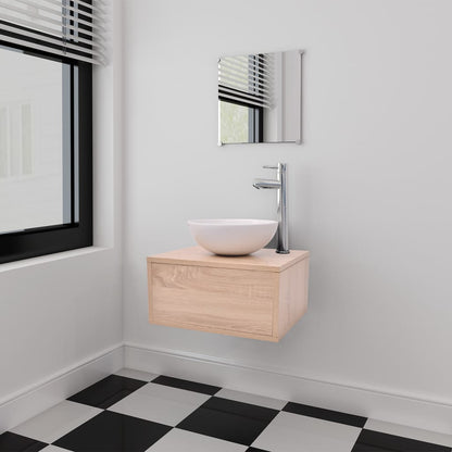 vidaXL Bathroom Cabinet | Beige | Engineered wood | Compact |  Minimalistic