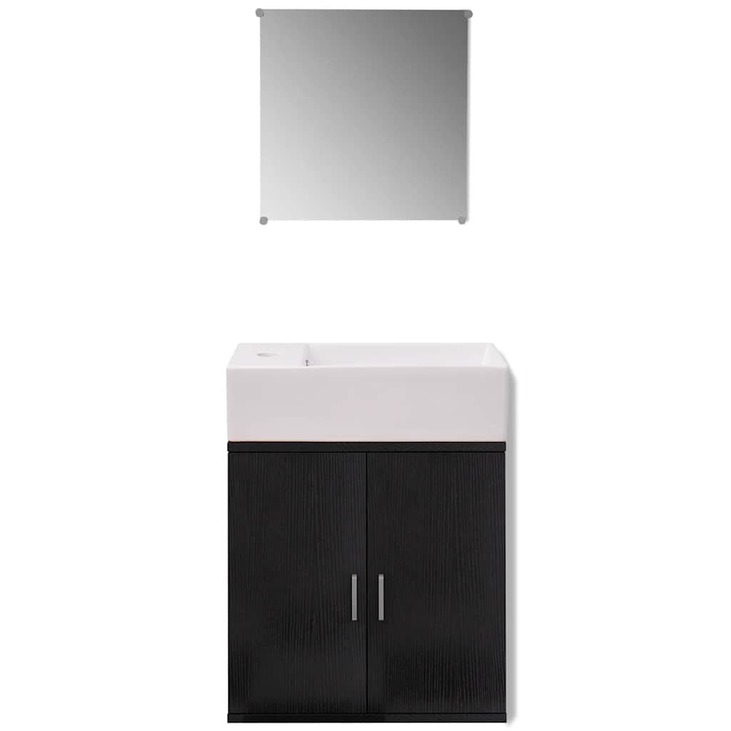 vidaXL Bathroom Cabinet | Black and White | Engineered wood, Ceramic | Compact