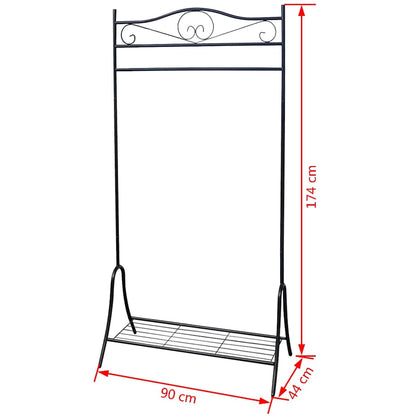 vidaXL Clothing Rack | Black | Steel | 174 cm height, 90 cm length