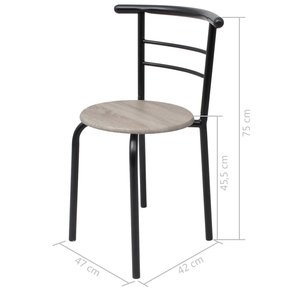 vidaXL Dining Set | Black | MDF, Iron | Medium | Sleek | Breakfast Bar Set