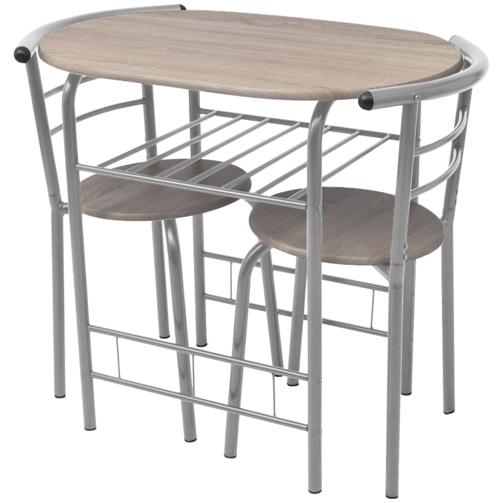 vidaXL Dining Set | Silver and wood grain | MDF and iron | Standard | Modern