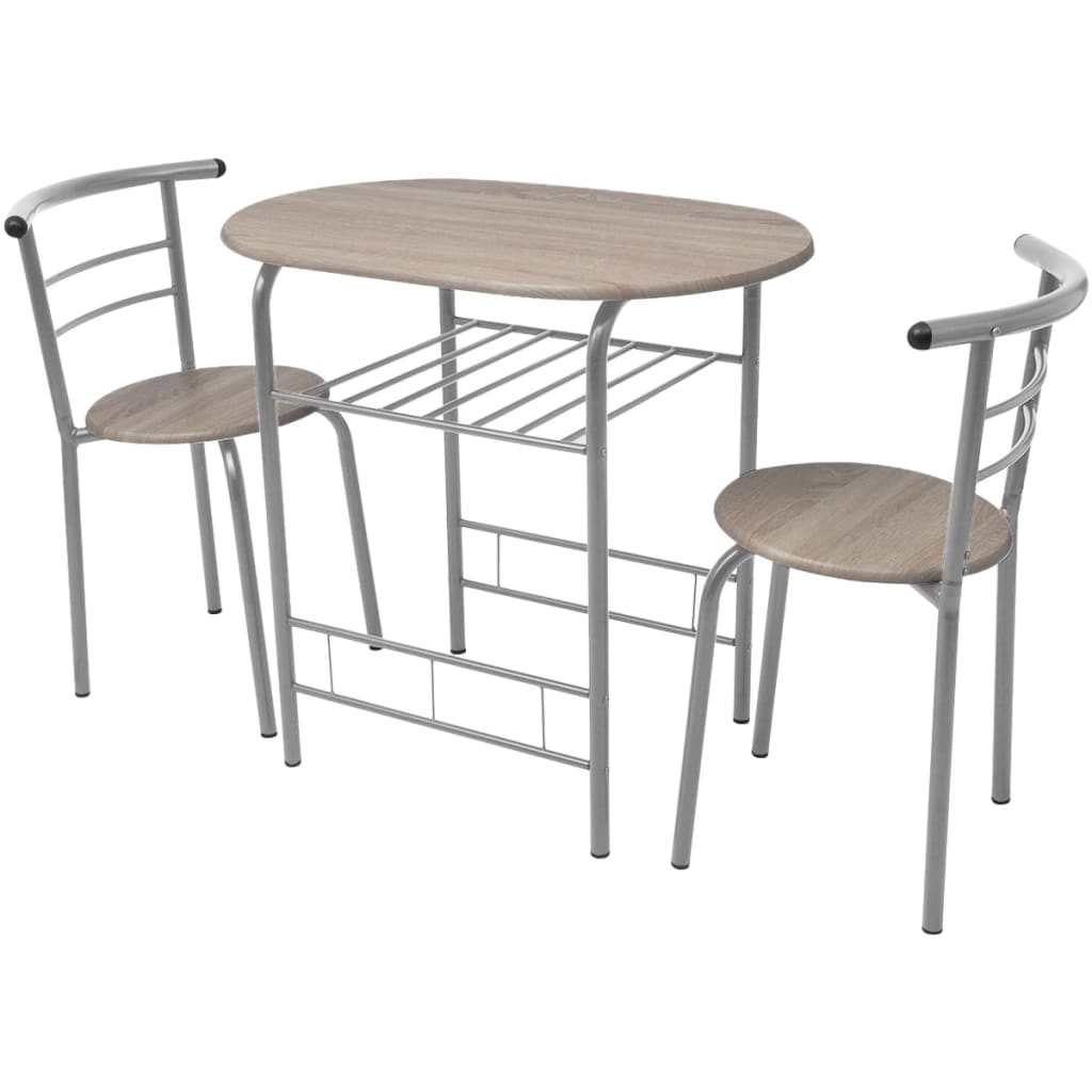 vidaXL Dining Set | Silver and wood grain | MDF and iron | Standard | Modern