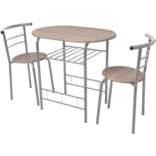 vidaXL Dining Set | Silver and wood grain | MDF and iron | Standard | Modern