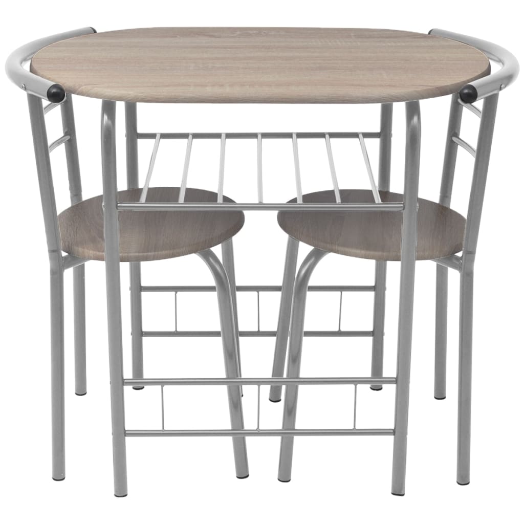 vidaXL Dining Set | Silver and wood grain | MDF and iron | Standard | Modern