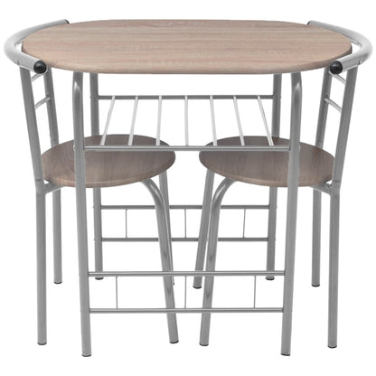 vidaXL Dining Set | Silver and wood grain | MDF and iron | Standard | Modern