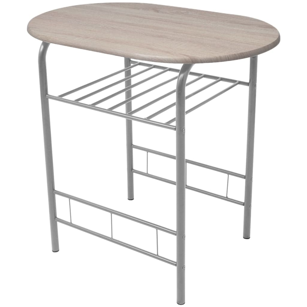 vidaXL Dining Set | Silver and wood grain | MDF and iron | Standard | Modern