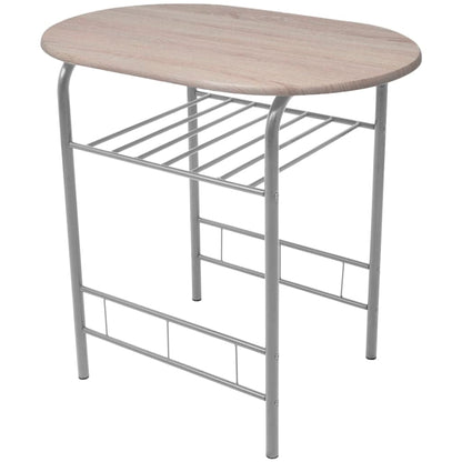 vidaXL Dining Set | Silver and wood grain | MDF and iron | Standard | Modern