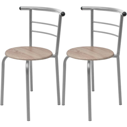 vidaXL Dining Set | Silver and wood grain | MDF and iron | Standard | Modern