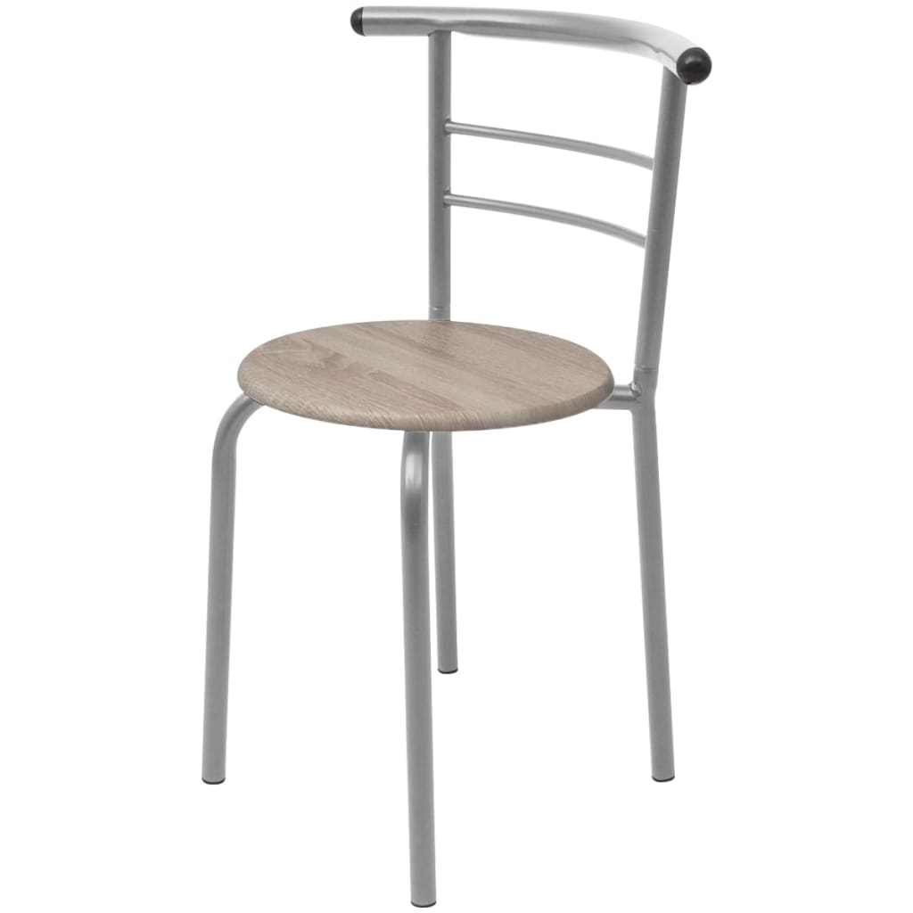 vidaXL Dining Set | Silver and wood grain | MDF and iron | Standard | Modern
