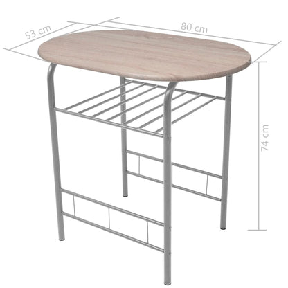 vidaXL Dining Set | Silver and wood grain | MDF and iron | Standard | Modern