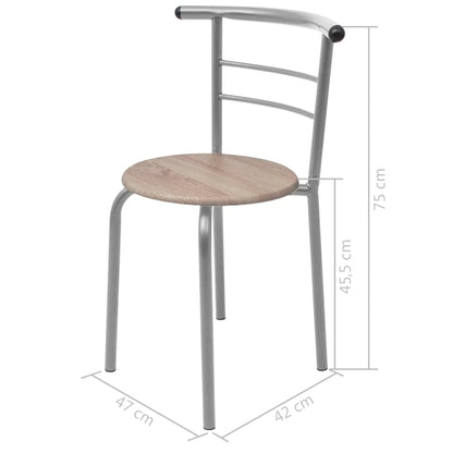 vidaXL Dining Set | Silver and wood grain | MDF and iron | Standard | Modern