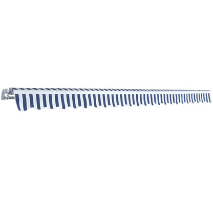 vidaXL Folding Awning Manual-Operated 500 cm Blue and White