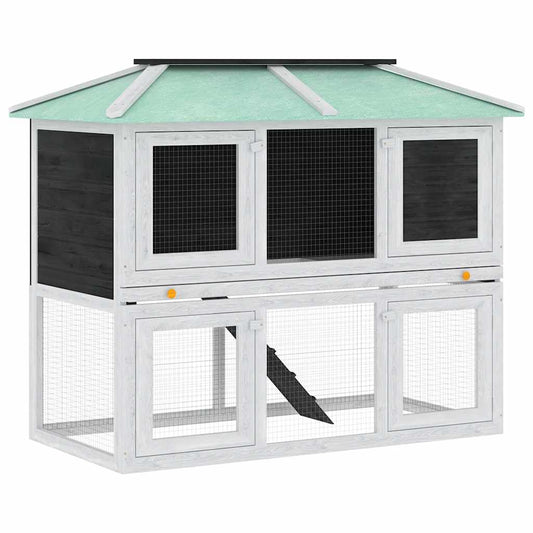 vidaXL Animal Rabbit Cage Double Floor Wood