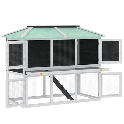vidaXL Animal Rabbit Cage Double Floor Wood
