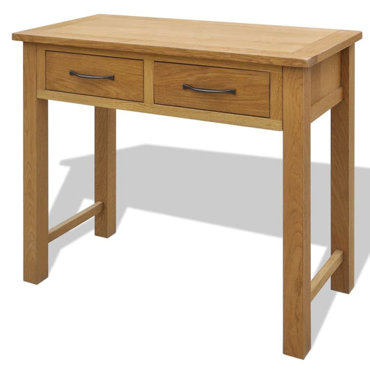 242742 vidaXL Dressing Table with Stool Solid Oak Wood