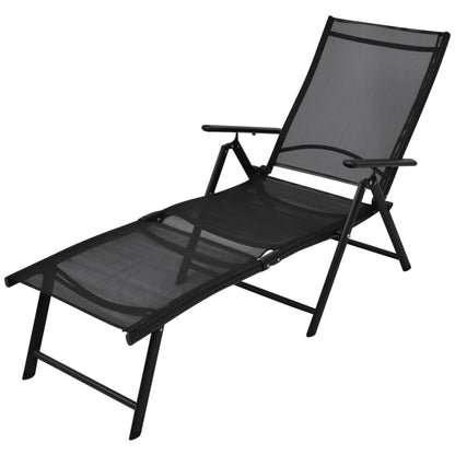 vidaXL Sun Lounger | Black | Aluminium | Large | Foldable | Folding Sun Lounger