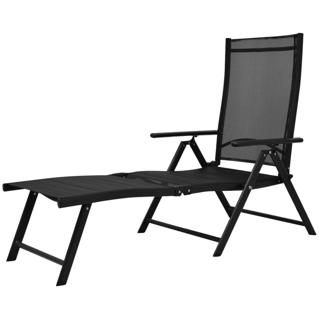 vidaXL Sun Lounger | Black | Aluminium | Large | Foldable | Folding Sun Lounger