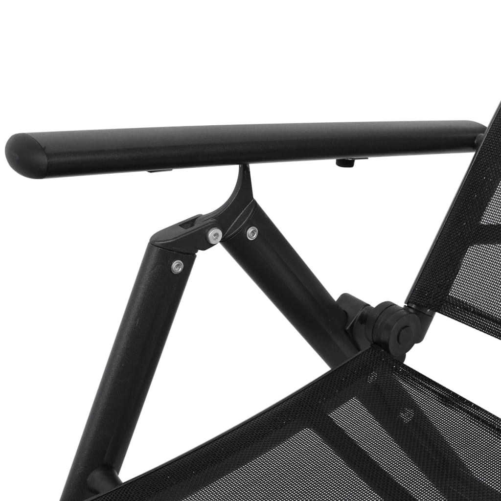 vidaXL Sun Lounger | Black | Aluminium | Large | Foldable | Folding Sun Lounger
