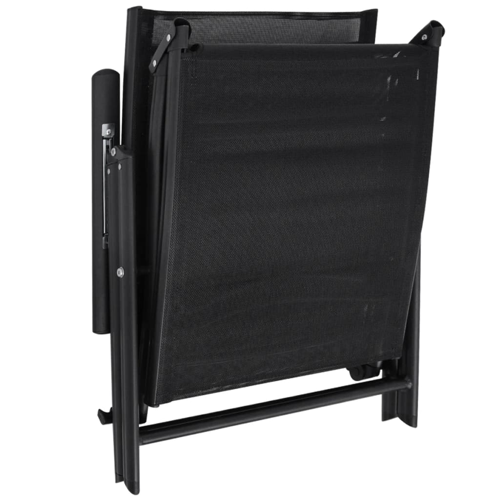 vidaXL Sun Lounger | Black | Aluminium | Large | Foldable | Folding Sun Lounger