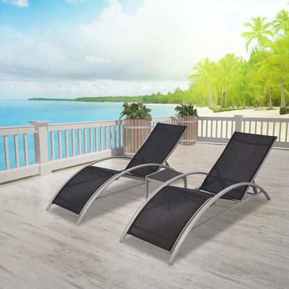 vidaXL Sun Lounger | Black | Powder-Coated Aluminium | Adjustable |  Foldable