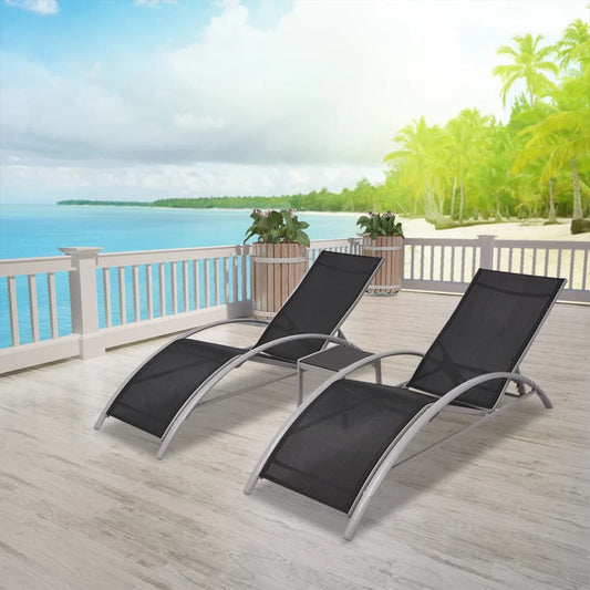 vidaXL Sun Lounger | Black | Powder-Coated Aluminium | Adjustable |  Foldable