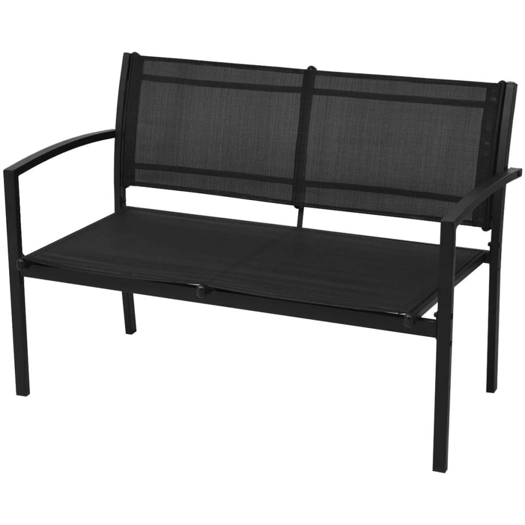 vidaXL Patio Furniture | Black | Powder-coated steel, Textilene, Tempered glass