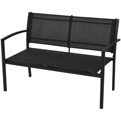 vidaXL Patio Furniture | Black | Powder-coated steel, Textilene, Tempered glass
