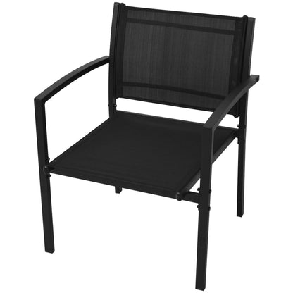 vidaXL Patio Furniture | Black | Powder-coated steel, Textilene, Tempered glass