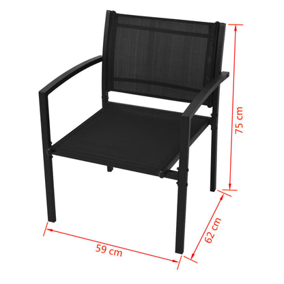 vidaXL Patio Furniture | Black | Powder-coated steel, Textilene, Tempered glass