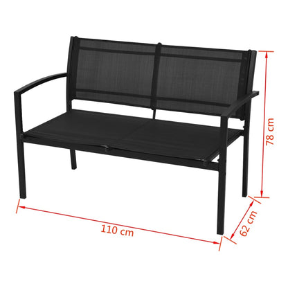 vidaXL Patio Furniture | Black | Powder-coated steel, Textilene, Tempered glass