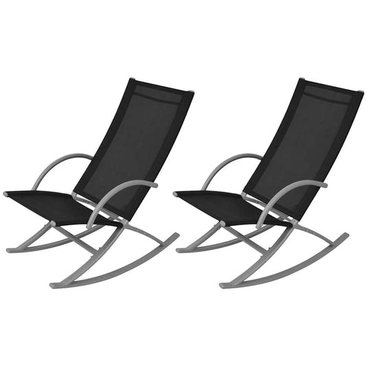 42163 vidaXL Garden Rocking Chairs 2 pcs Steel and Textilene Black