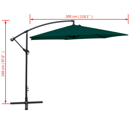 vidaXL Cantilever Garden Parasol | Green | Polyester | 3 m diameter
