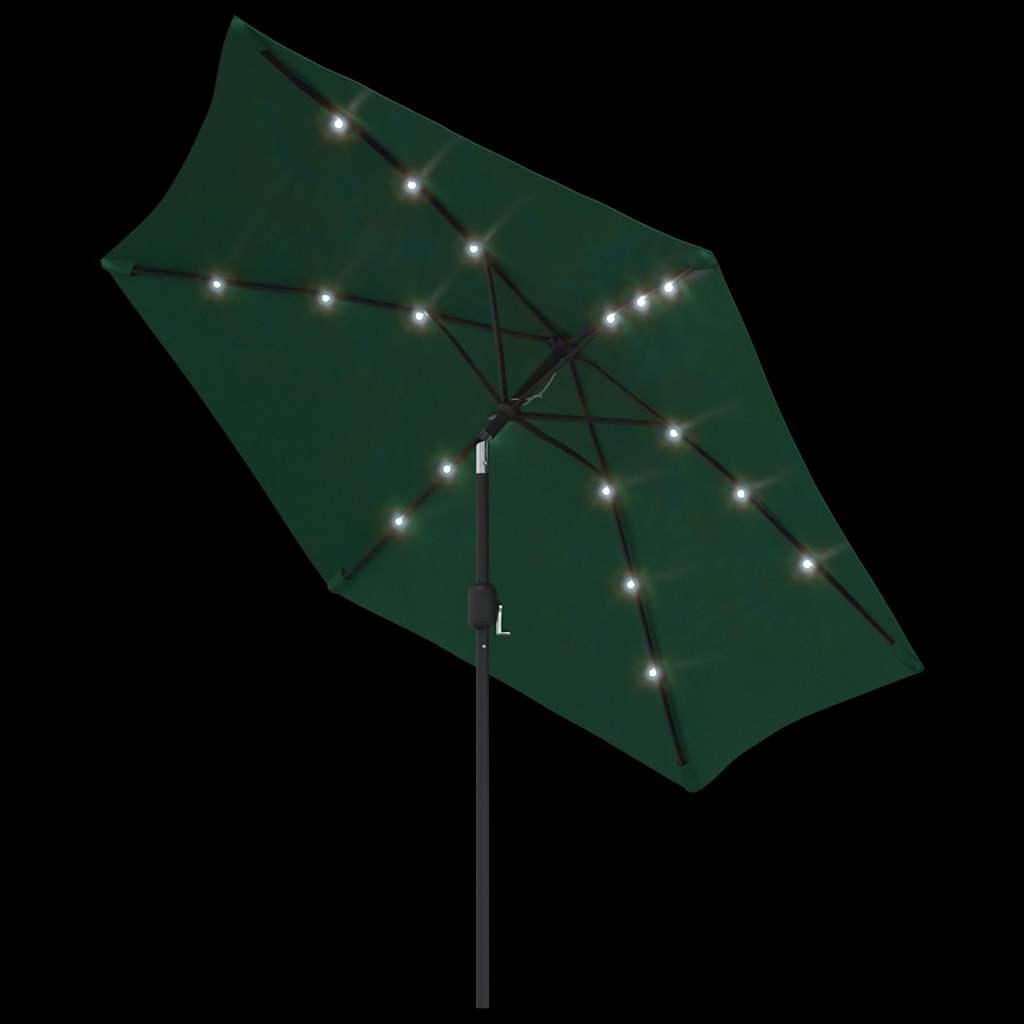 vidaXL LED Cantilever Garden Parasol 3 m Green