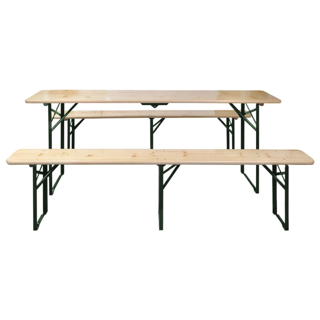 vidaXL Folding Beer Table with 2 Benches 220 cm Fir Wood