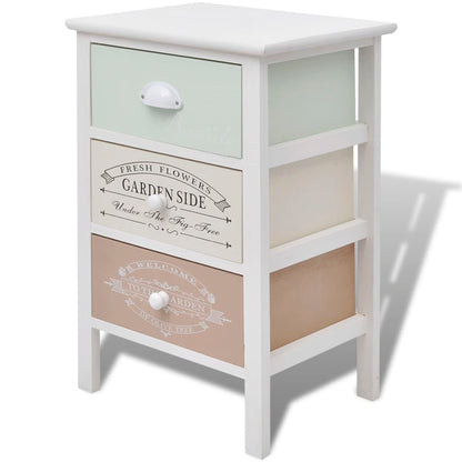 vidaXL Storage Cabinet | White, Green, Beige | Paulownia wood, Plywood | Compact