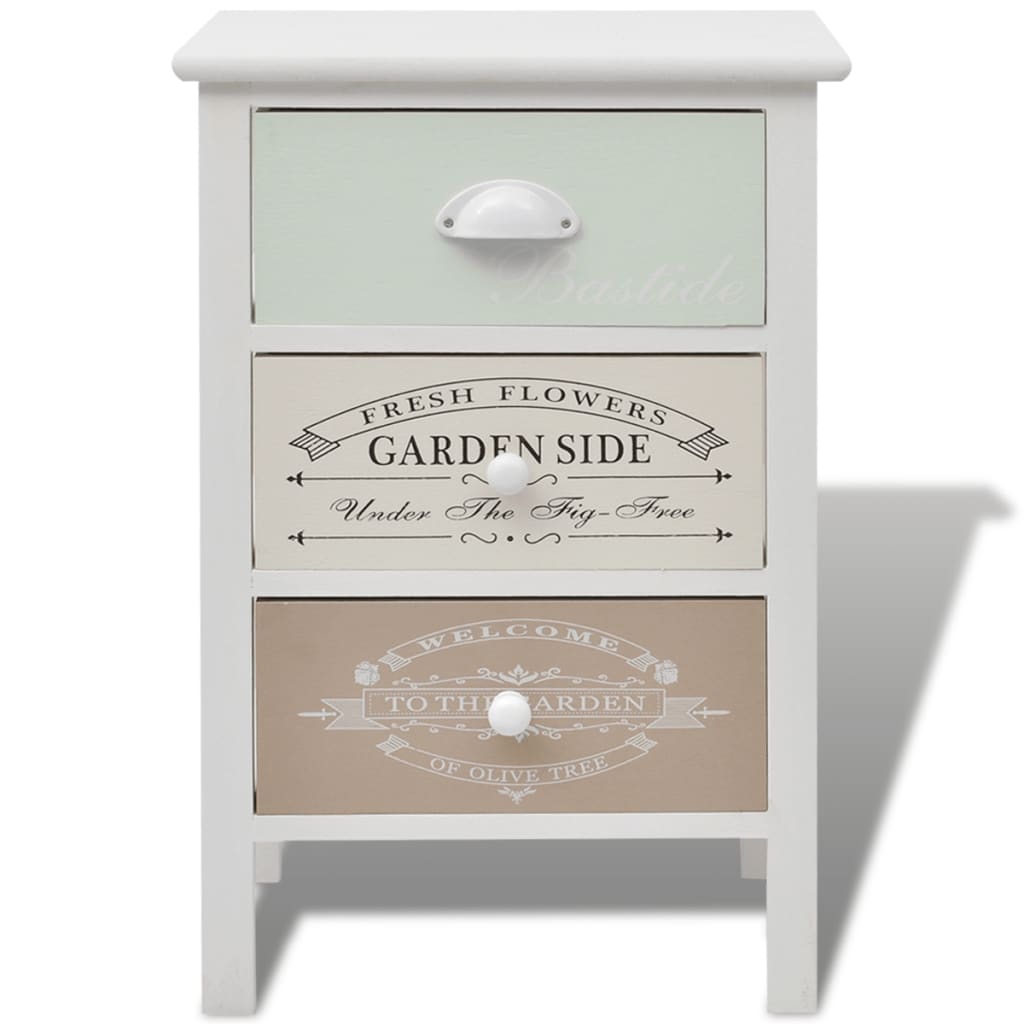 vidaXL Storage Cabinet | White, Green, Beige | Paulownia wood, Plywood | Compact