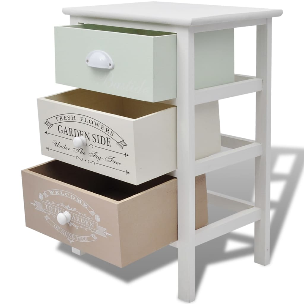 vidaXL Storage Cabinet | White, Green, Beige | Paulownia wood, Plywood | Compact